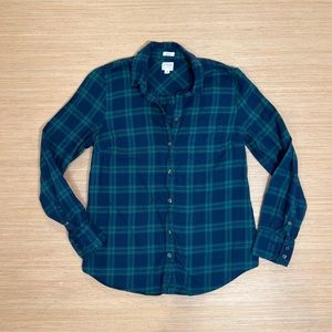 J.Crew plaid boyfriend fit bottom down fleece Sz S